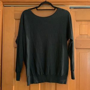 Dark forest green light sweater with buttons down the back